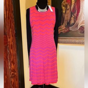 Trina Turk Chevron Pattern Knit Sleeveless Lined Dress, Lined, Large, NWT